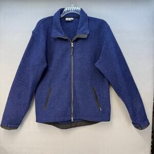 Ibex Jacket Men's M Blue Black 100% Wool Jacket Full Zip Made in USA EUC